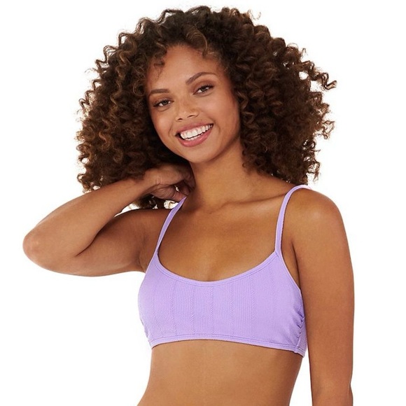 Ninety-Nine Other - Ninety Nine Juniors M Bralette Swim Top Lavender Crinkle Adjustable Straps